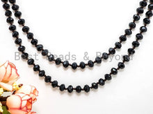 Load image into Gallery viewer, 60&quot;/36&quot; Long Hand Knotted Black Crystal Necklace

