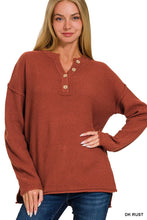 Load image into Gallery viewer, 4 Buttons Henley Neckline Basic Sweater
