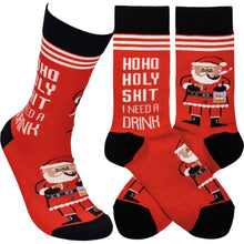Load image into Gallery viewer, Ho Ho Holy Shit I Need A Drink Socks
