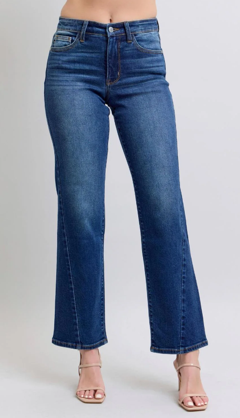 Judy Blue Mid Rise Side Seam Detail Straight Denim Jeans