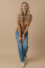 Load image into Gallery viewer, Plus Floral Mesh Frilled Merrow Hem Top
