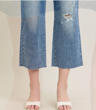 Load image into Gallery viewer, Judy Blue Plus High Waist Destroy &amp; Raw Cut Hem Crop Wide Leg Jeans
