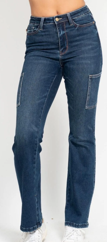 Judy Blue High Waist Cargo Bootcut Denim Jeans