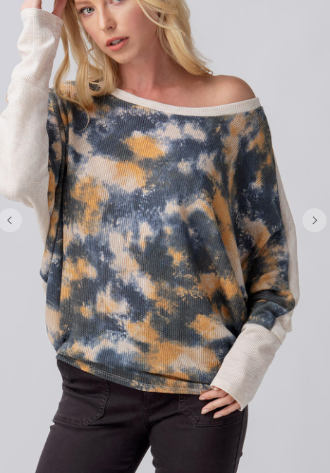 TIE DYE COLOR BLOCK SOLID CONTRAST SLEEVES