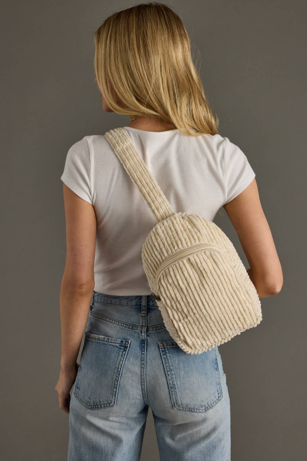 Cream Corduroy Sling Bag
