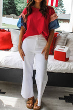 Load image into Gallery viewer, Fiery Red Stars Stripes Short Puff Sleeve Top - Simply Susan’s

