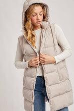 Load image into Gallery viewer, KEHLANI HOODED ZIPPER DOWN LONGLINE PUFFER VEST
