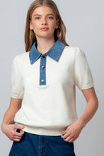 Load image into Gallery viewer, Sara Denim Collar Knit Sweater Top - Simply Susan’s

