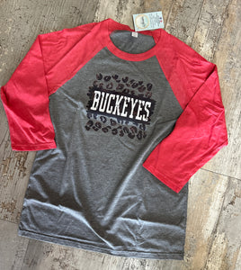 Buckeye Leopard Baseball Tee