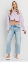 Load image into Gallery viewer, HIGH RISE RAW HEM CROP DAD JEANS
