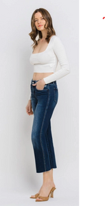 Mid Rise Cropped Straight Jeans