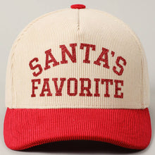 Load image into Gallery viewer, Santa's Favorite Glitter Text 5 Panel Corduroy Cap - Simply Susan’s
