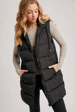 Load image into Gallery viewer, KEHLANI HOODED ZIPPER DOWN LONGLINE PUFFER VEST
