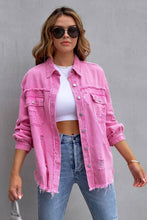 Load image into Gallery viewer, PAISLEY RAW EDGE SOLID COLOR LAPEL DENIM JACKET
