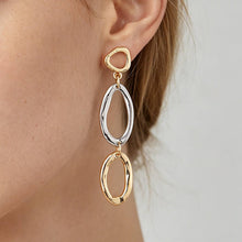 Load image into Gallery viewer, Polished Two Toned Loop Drop Earrings
