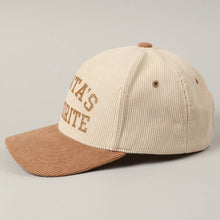Load image into Gallery viewer, Santa's Favorite Glitter Text 5 Panel Corduroy Cap - Simply Susan’s
