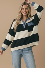 Load image into Gallery viewer, Paige Striped Denim Collar Sweater
