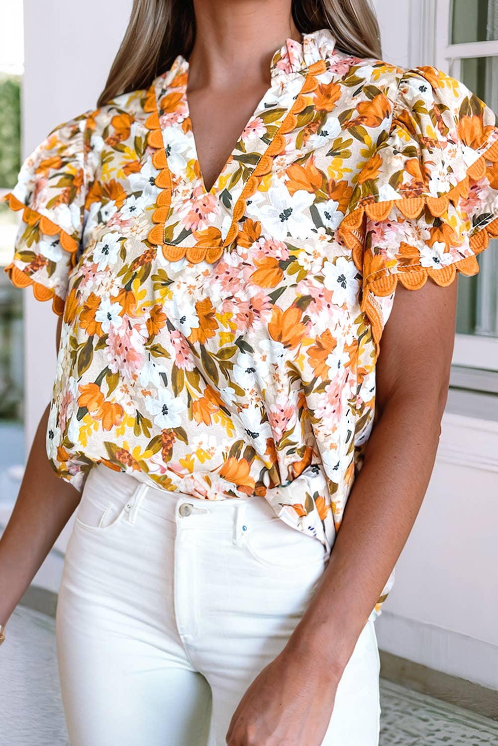 Gabriella Scalloped Floral Blouse