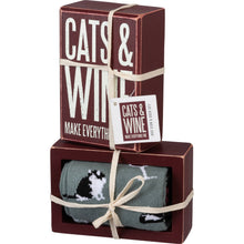 Load image into Gallery viewer, Cats And Wine Box Sign And Sock Set - Simply Susan’s
