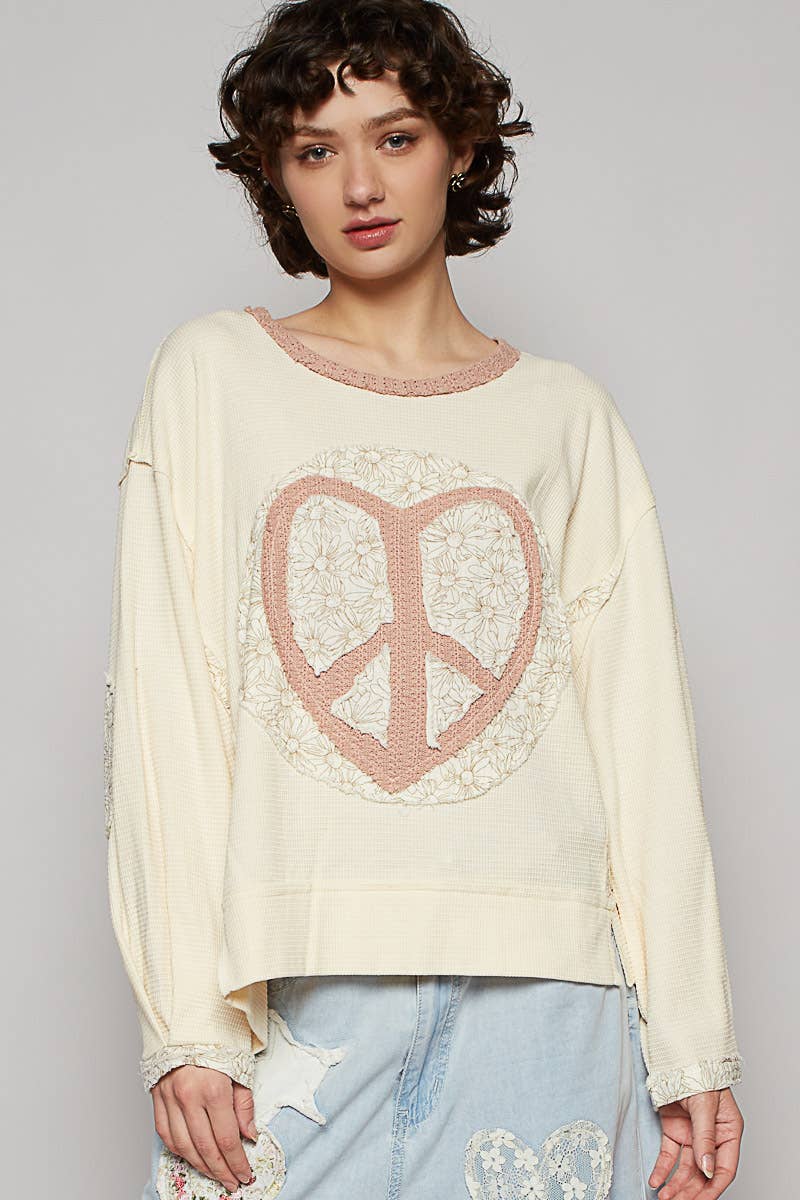 Ruby long sleeve thermal knit patch top