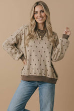 Load image into Gallery viewer, Crew Neck Polka Dot Reverse Stitch Pullover
