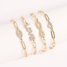 Load image into Gallery viewer, 18K Gold PVD Stainless Steel "Heart" Paperclip Bracelet
