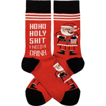 Load image into Gallery viewer, Ho Ho Holy Shit I Need A Drink Socks
