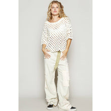 Load image into Gallery viewer, Valentina Round neck short sleeve open knitted woven top
