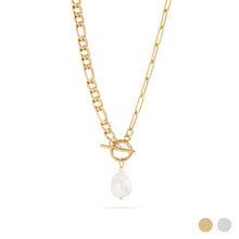 Load image into Gallery viewer, 18K Gold PVD Toggle Clasp Freshwater Pearl Charm Necklace
