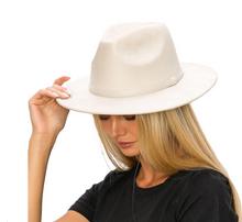 Load image into Gallery viewer, Felt Wide Brim Panama Hat With Hat Band
