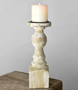12" ANTIQUE WHITE CANDLE HOLDER