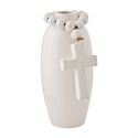 TALL STONEWARE BEADED VASE