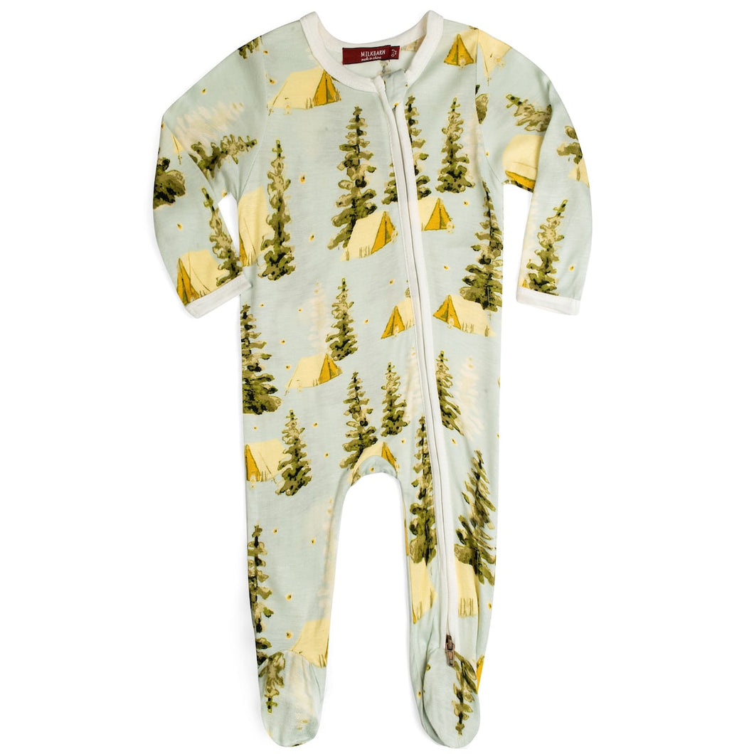 Camping Bamboo Zipper Footed Romper