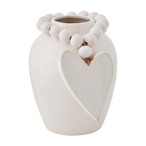 SHORT STONEWARE BEADED VASE