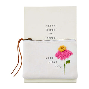 Good Vibes Floral Zipper Pouch and Notebook