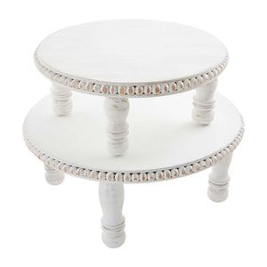 WHITE BEADED PEDESTAL TRAYS
