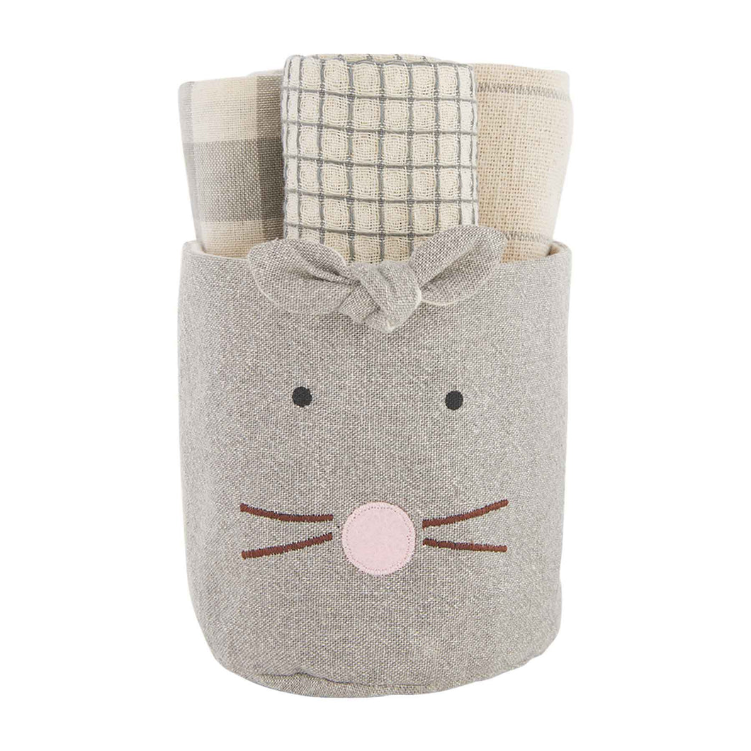 GRAY EASTER BUNNY TOWEL SET