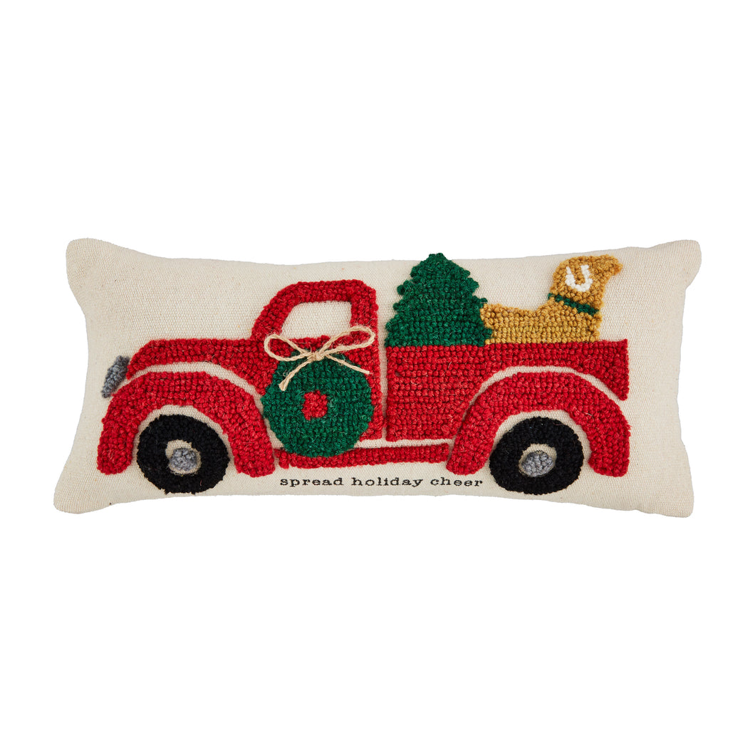 Canvas Hook Xmas Truck Pillow
