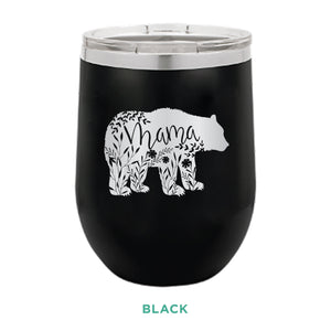 Floral Mama Bear 12oz Wine Tumbler