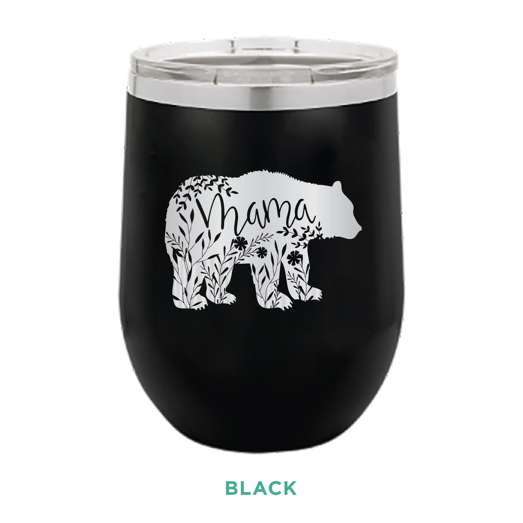 Floral Mama Bear 12oz Wine Tumbler