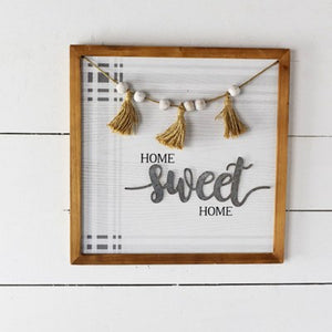 16" SWEET HOME SIGN WITH PLAID