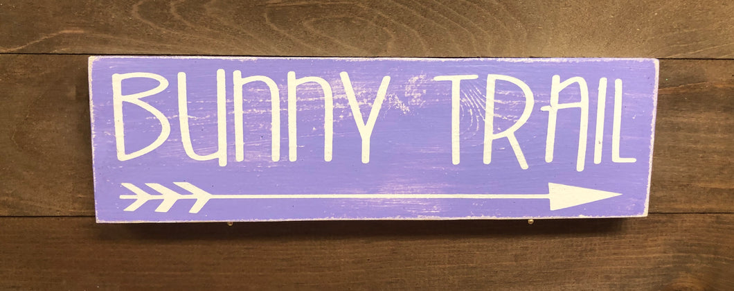 4x12 Bunny Trail Handmade Sign Purple - Simply Susan’s