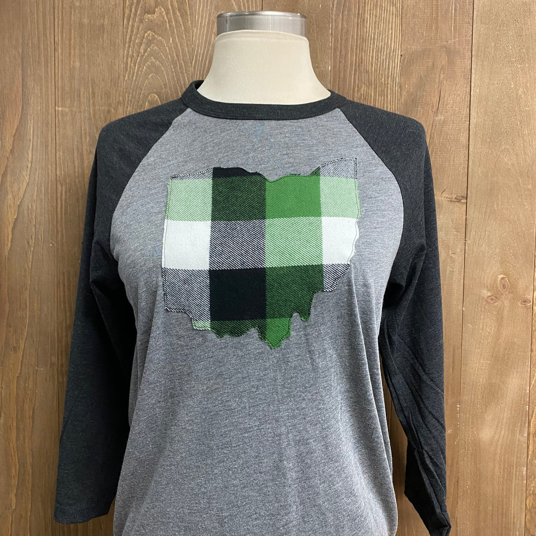 Ohio Plaid LaDana Baseball Tee