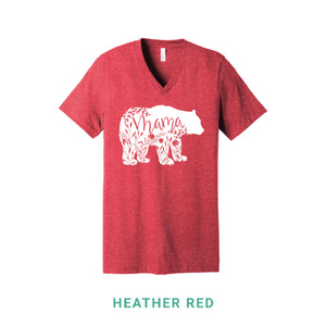 Mama Bear White Print V Neck T-Shirt