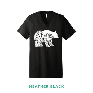 Mama Bear White Print V Neck T-Shirt