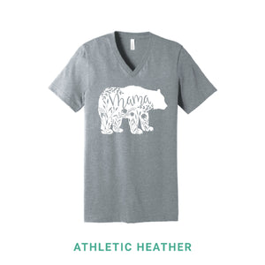 Mama Bear White Print V Neck T-Shirt