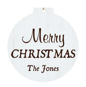 Personalized White Faux Wood Ornament