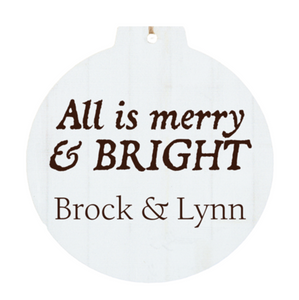 Personalized White Faux Wood Ornament