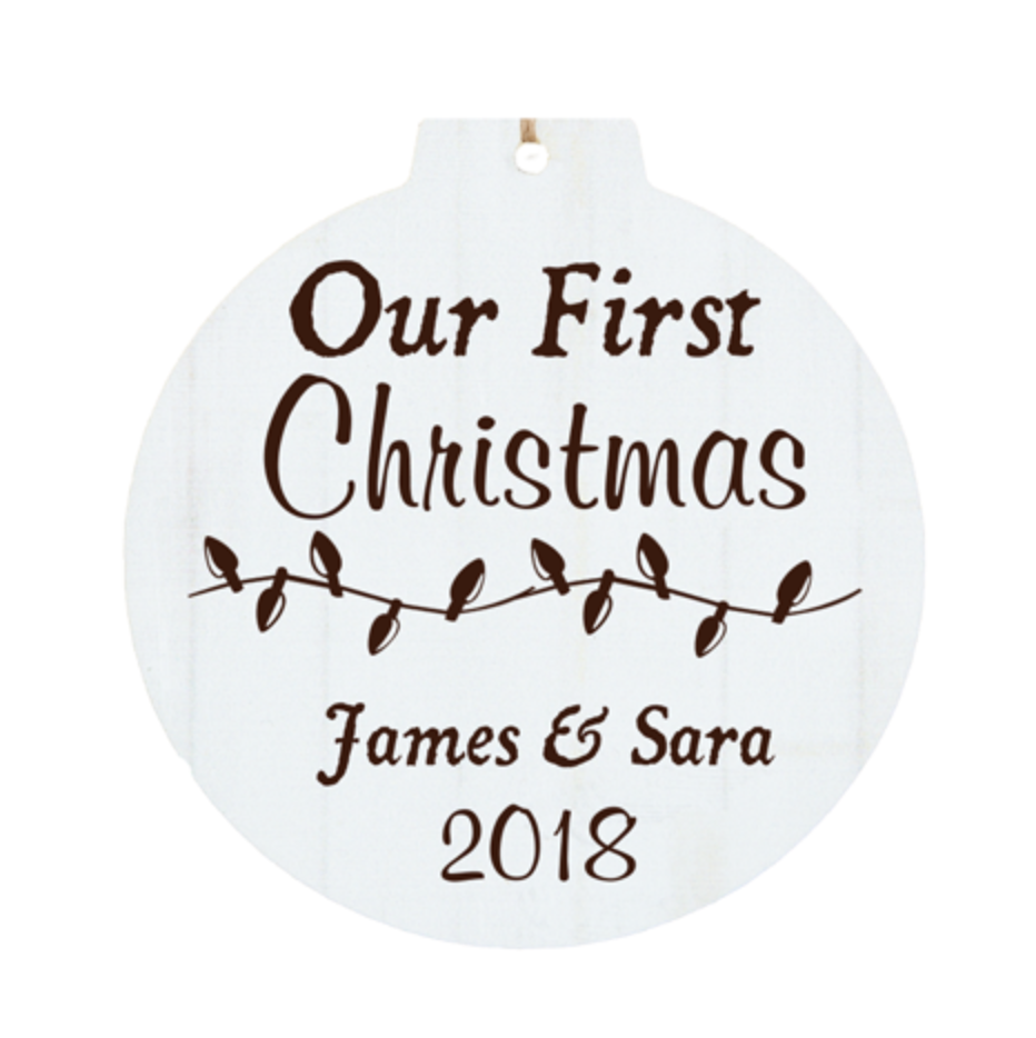 Personalized White Faux Wood Ornament
