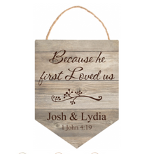 Load image into Gallery viewer, Personalized Light Faux Wood Hanging Sign
